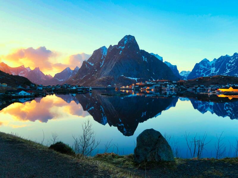 Sonnenuntergang in Reine