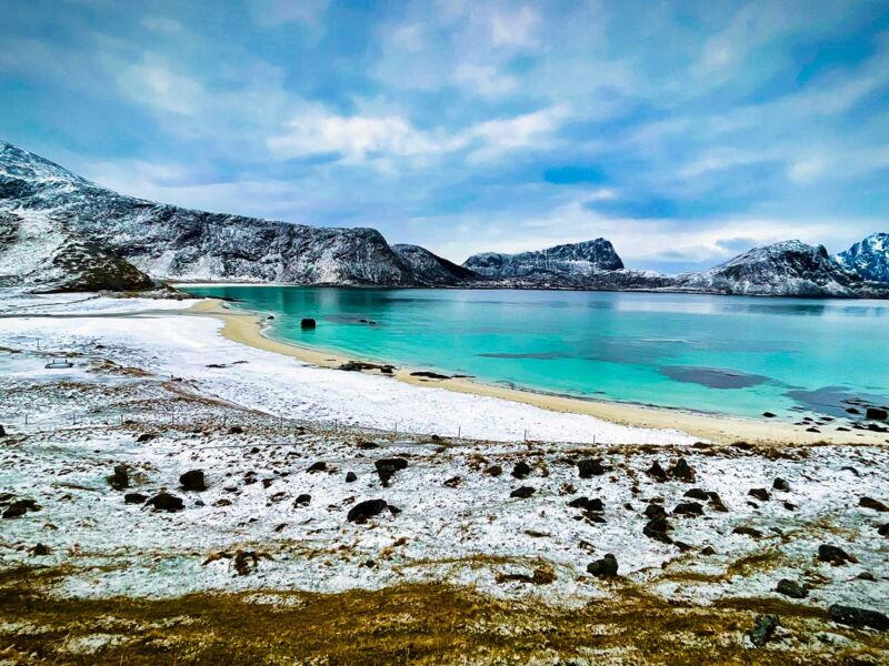 Neuschnee am Hauklandstrand